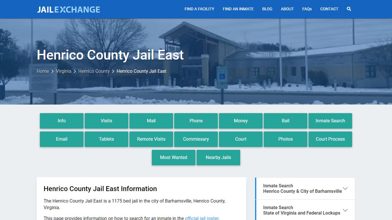 Henrico County Jail East, VA Inmate Search, Information